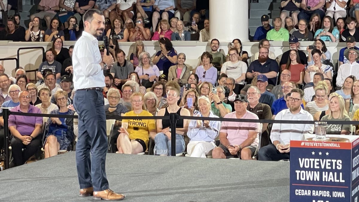 Buttigieg on stage in Iowa