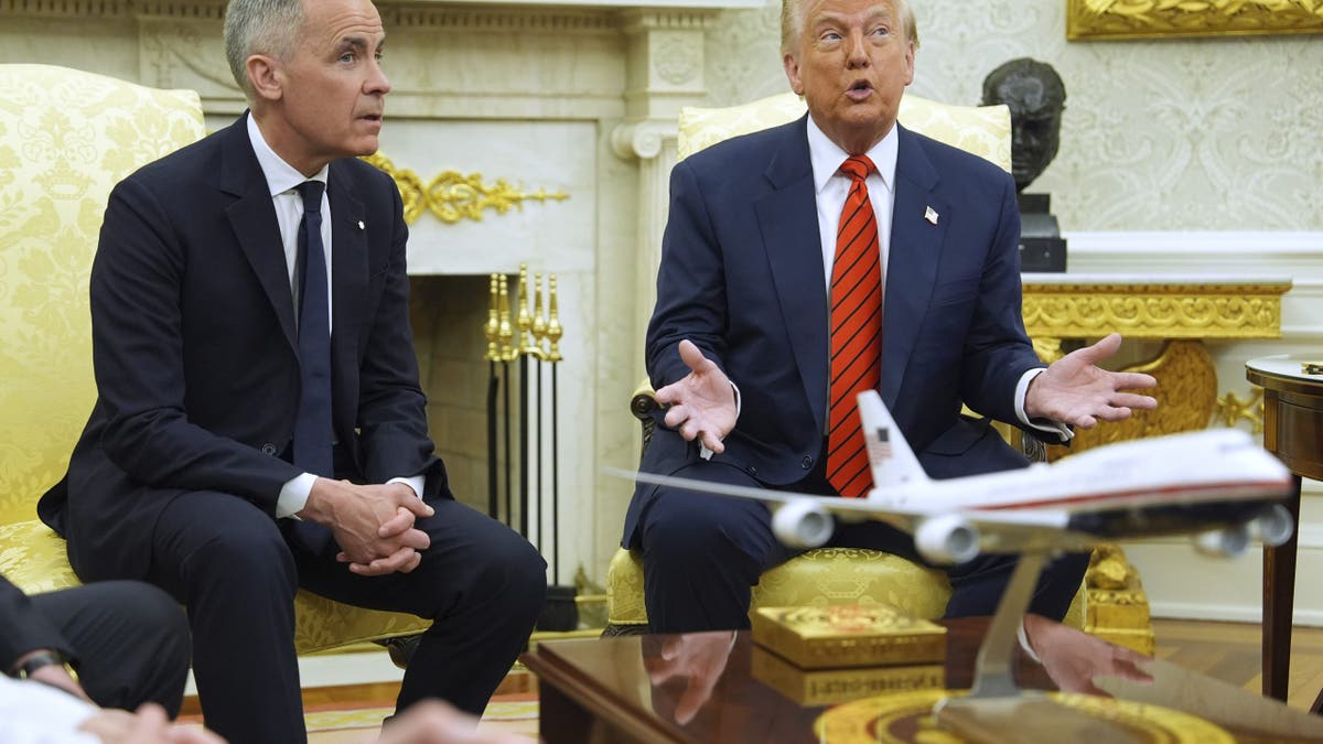 President Donald Trump meets Canadian Prime Minister Mark Carney in the Oval Office of the White House, May 6, 2025. (AP Photo)