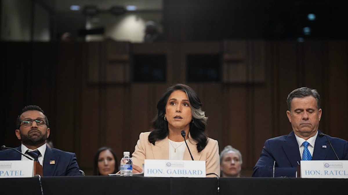 WASHINGTON, DC - MARCH 25: (L-R) FBI Director Kash Patel, Director of National Intelligence Tulsi Gabbard, and Central Intelligence Agency Director John Ratcliffe, appear during a Senate Committee on Intelligence Hearing on March 25, 2025 in Washington, DC. (Photo by Andrew Harnik/Getty Images)