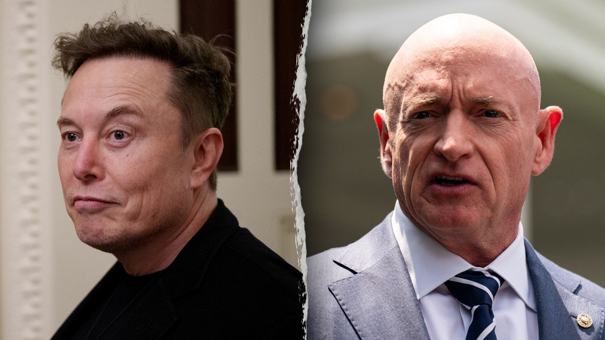 Left: Elon Musk; Right: Sen. Mark Kelly