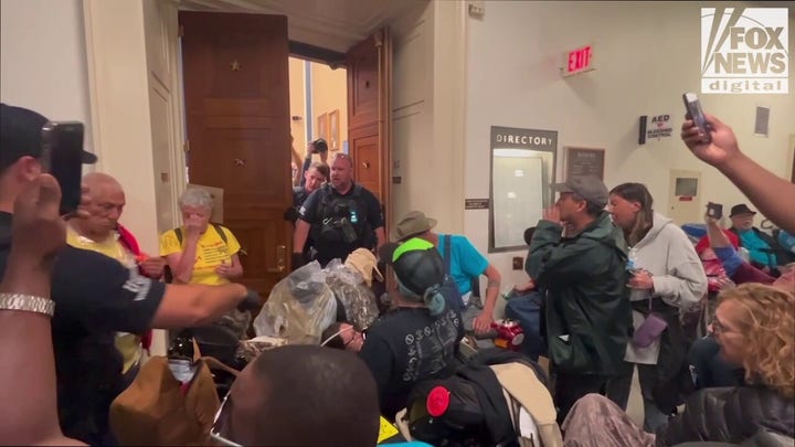 Protesters defending Medicaid disrupted the House Committee on Energy and Commerce's budget markup on Tuesday.