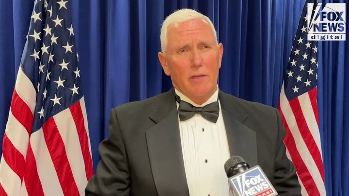 Former Vice President Mike Pence receives the John F. Kennedy Profile in Courage Award for his actions on Jan. 6, 2021.