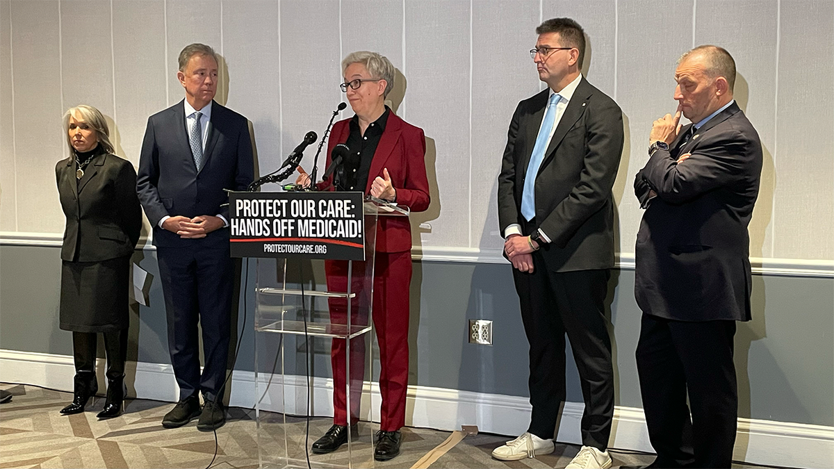 Governors Josh Green, D-Md; Michelle Lujan Grisham, D-N.M.; Ned Lamont, D-Conn., Tina Kotek, D-Ore., and Matt Meyer, Del., hosted a press conference about protecting Medicaid on Thursday, February 20. 
