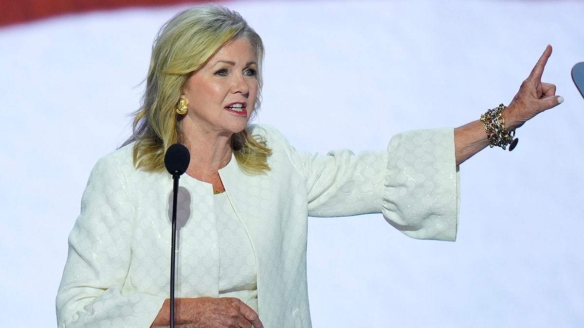 Sen. Marsha Blackburn speaking during the first day of the Republican National Convention