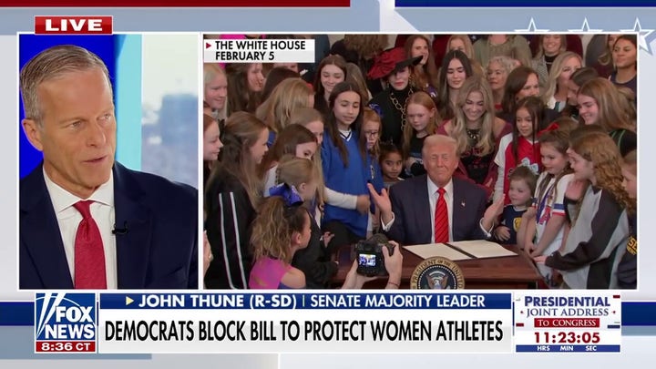 Senate Majority Leader Thune: Democrats are 'out of step' with Americans on trans-athlete debate