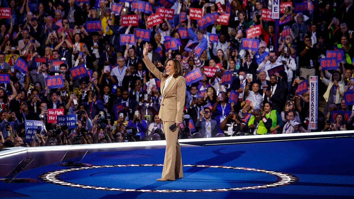 Kamala Harris on stage at DNC 