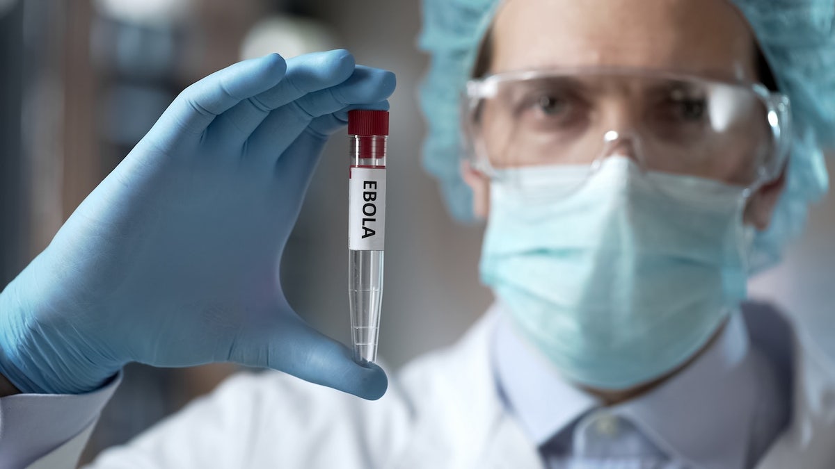 Ebola label on test tube, photo illustration