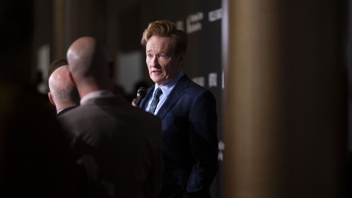Conan O'Brien takes part in an interview after arriving at the 25th Annual Mark Twain Prize for American Humor Celebrating Conan O'Brien on Sunday at the Kennedy Center for the Performing Arts in Washington. 