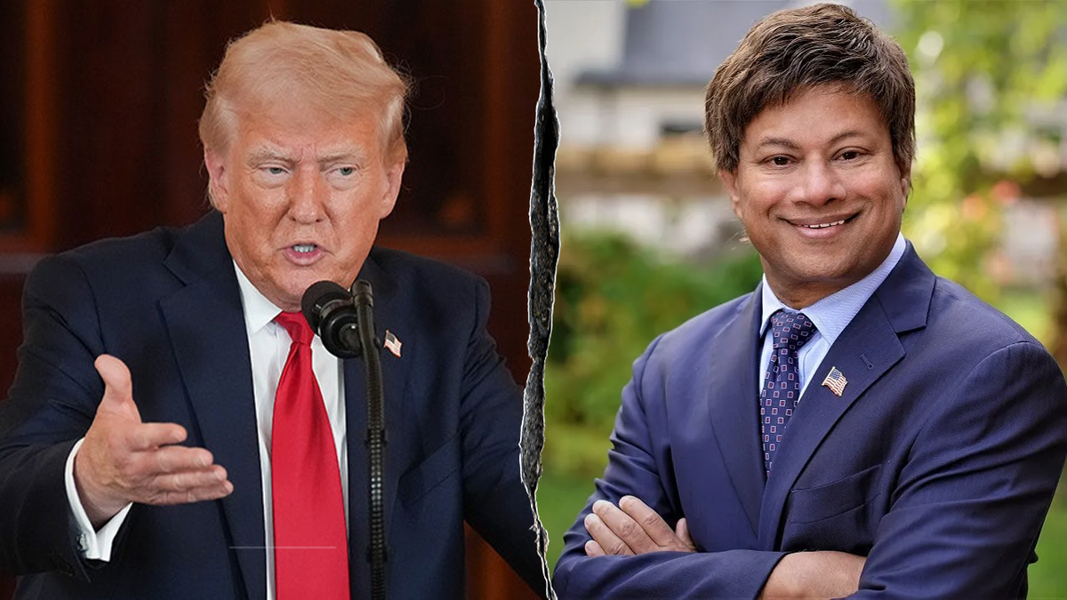 President Trump, left; Rep. Thanedar, right