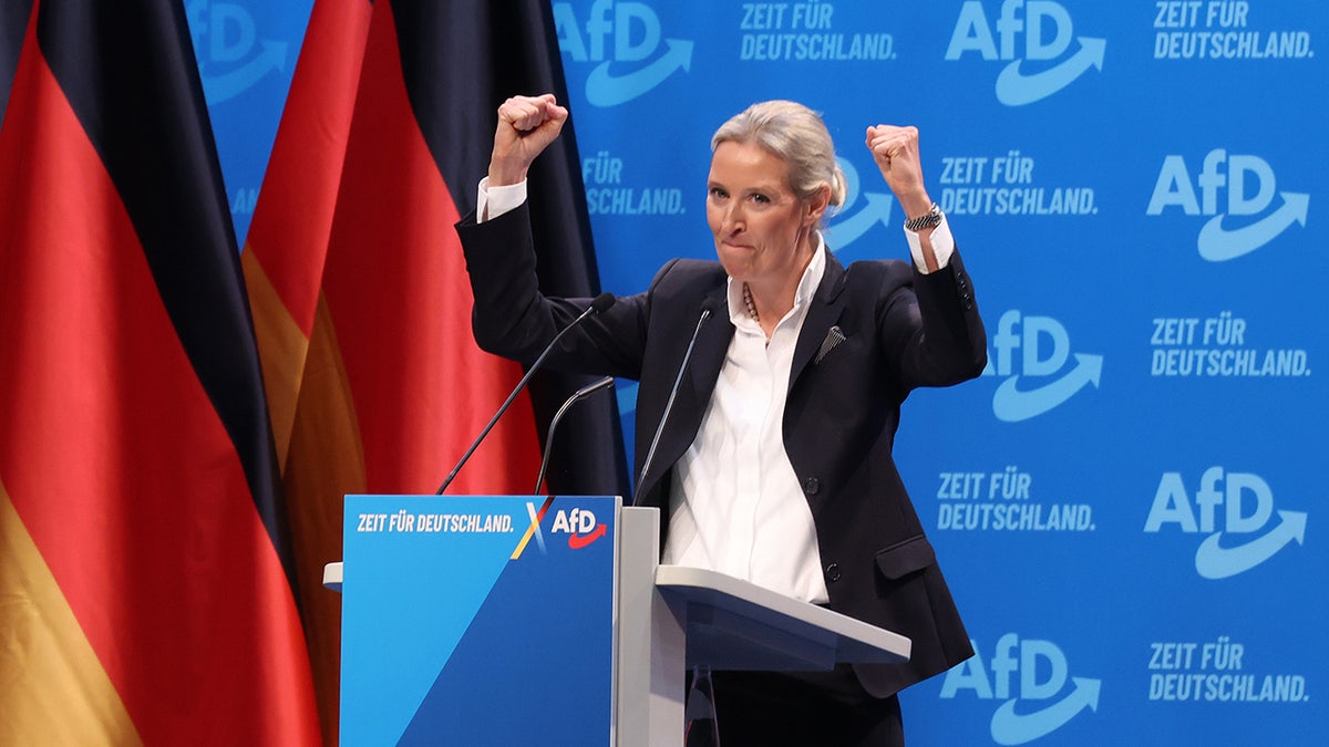 Alice Weidel, co-leader of the country's popular Alternative for Germany (AfD) political party, at a rally