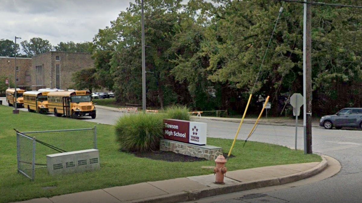 The exterior of Towson High School in Baltimore County