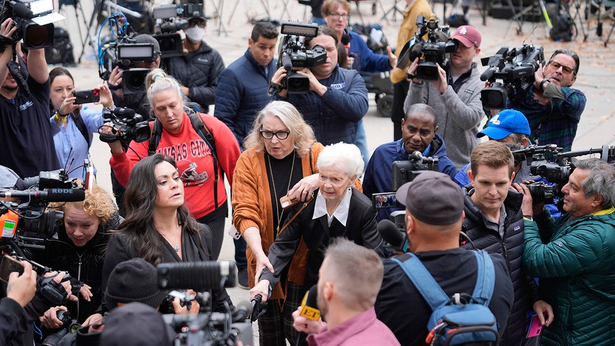 Erik and Lyle Menendez's aunt Joan VanderMolen arrives to attend a hearing at the Van Nuys courthouse