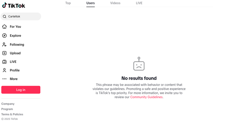 TikTok failed search