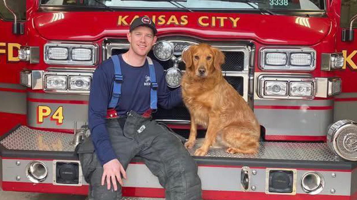 Fire Medic Graham Hoffman and dog
