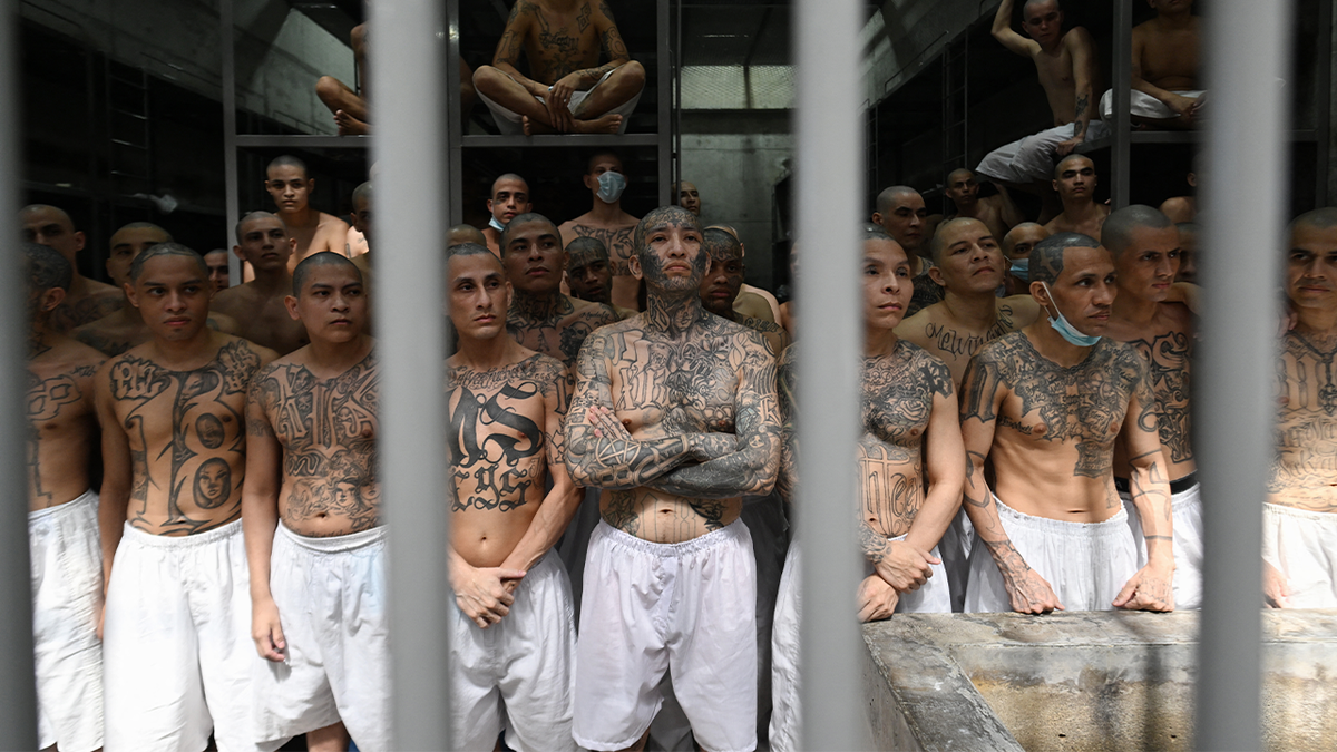 gang members behind bars in El Salvador prison