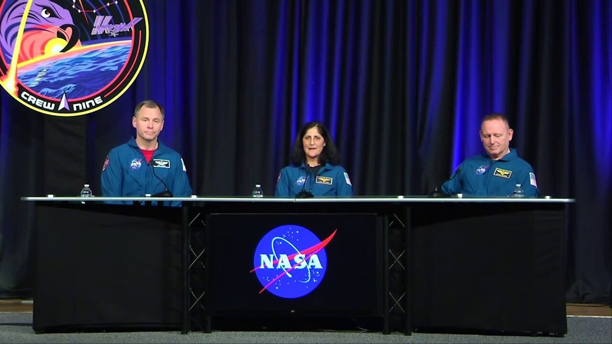 Astronauts Nick Hague, Butch Wilmore and Suni Williams