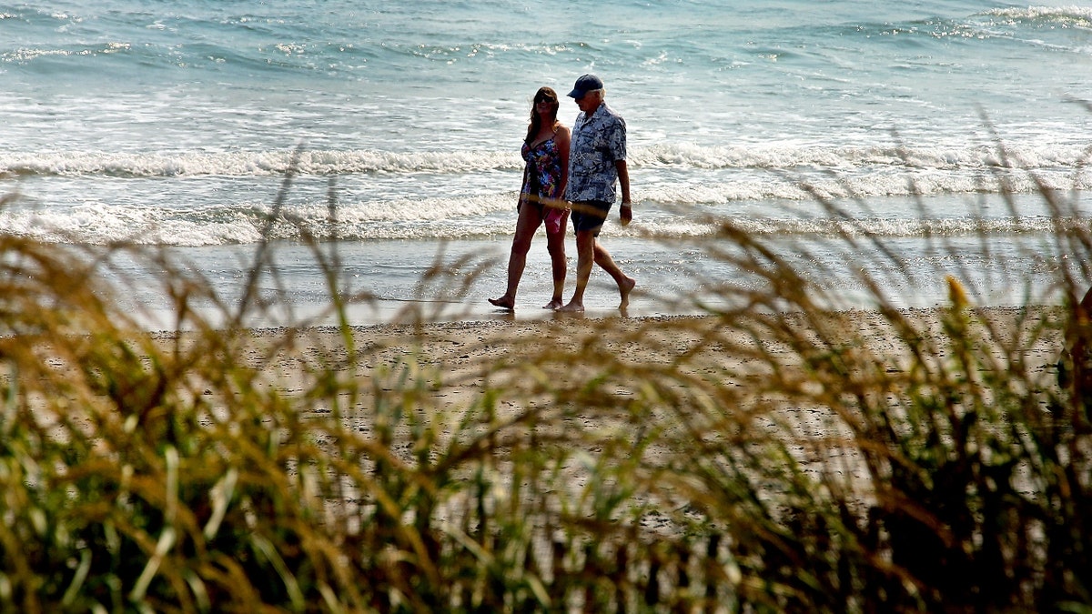 A couple walks