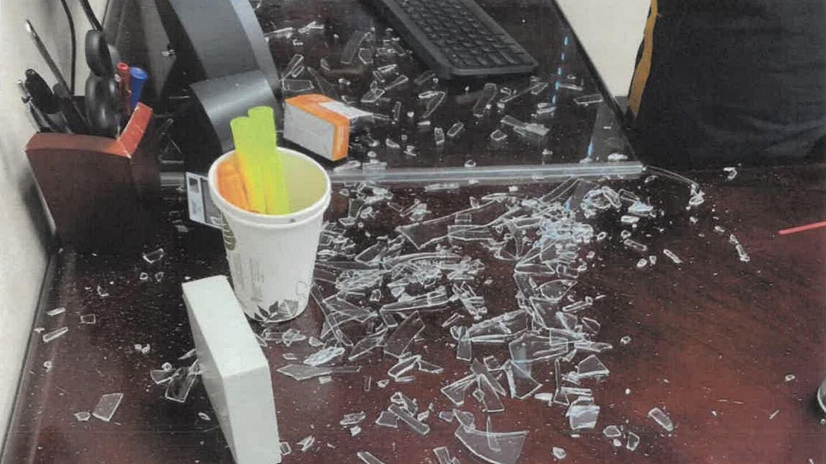Broken glass at North Bergen Police Department