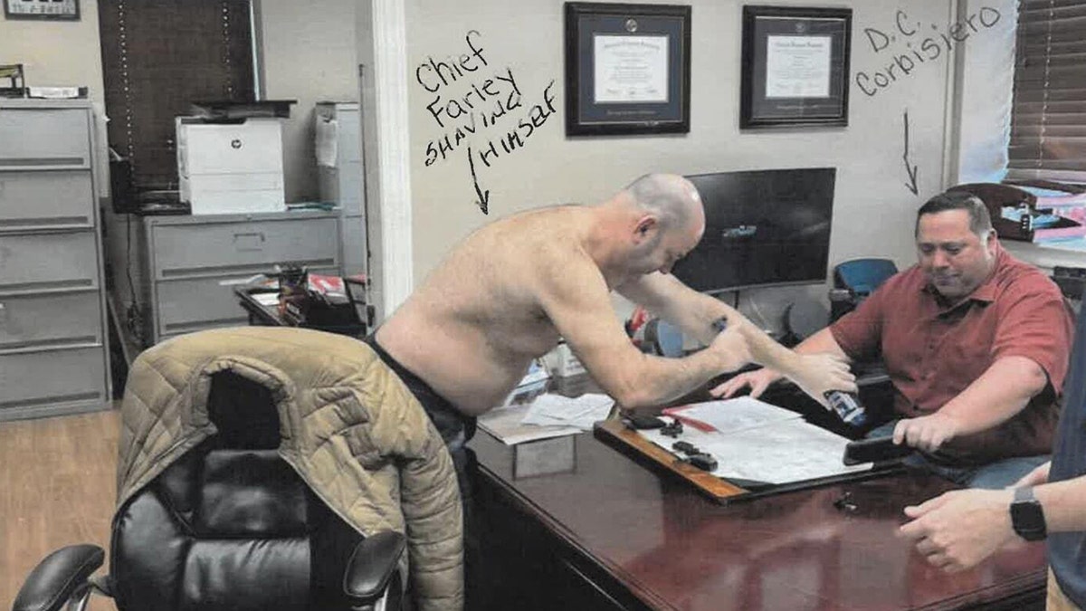 North Bergen police chief shaving