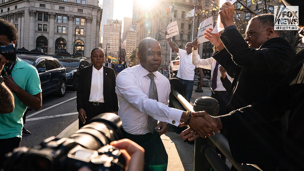 New York City Mayor Eric Adams departs Thurgood Marshall United States Courthouse in New York City