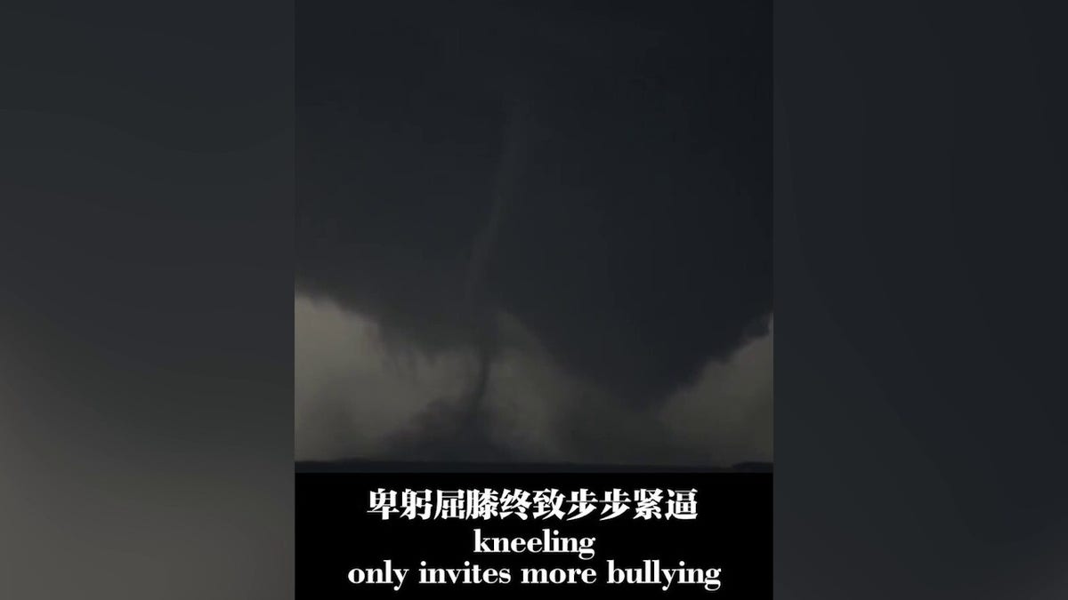 Dark tornado image with the caption 