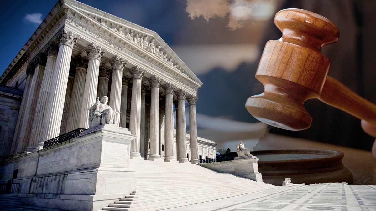 Supreme Court building and gavel