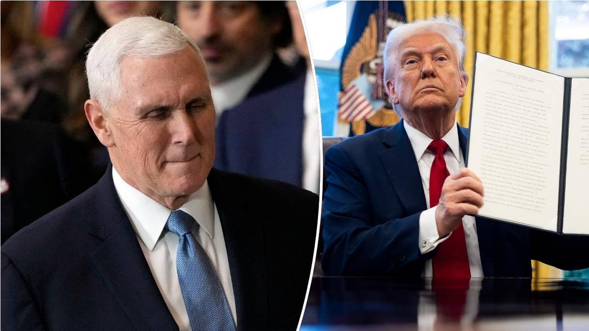 former VP Mike Pence, left; President Donald Trump, right