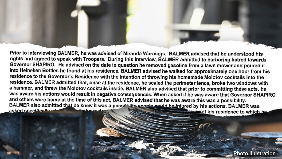 Criminal complaint describes Pennsylvania governor's mansion arson attack