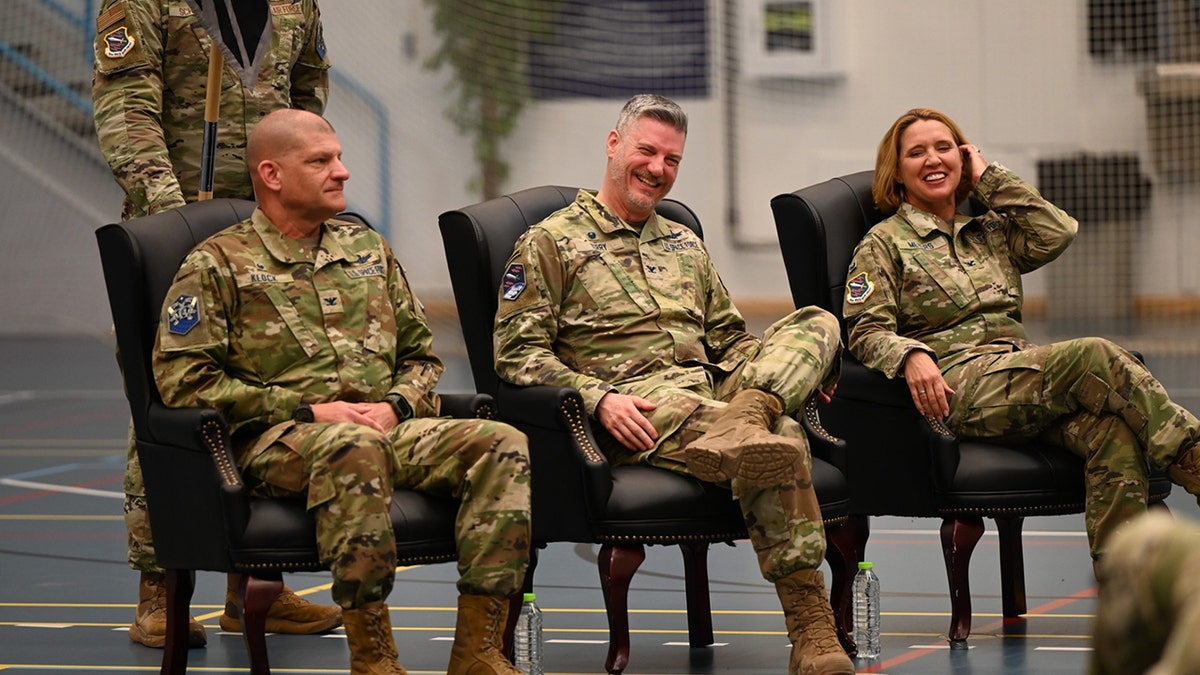 Col. Susan Meyers at change of command ceremony 