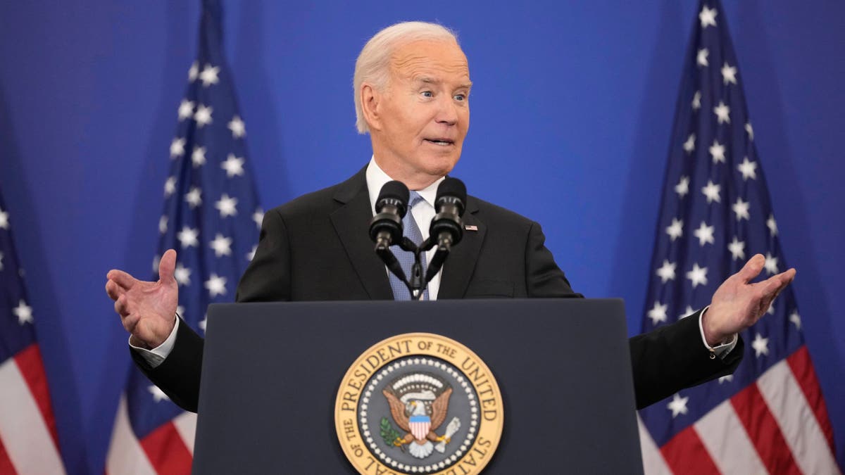 President Biden at lectern closeup