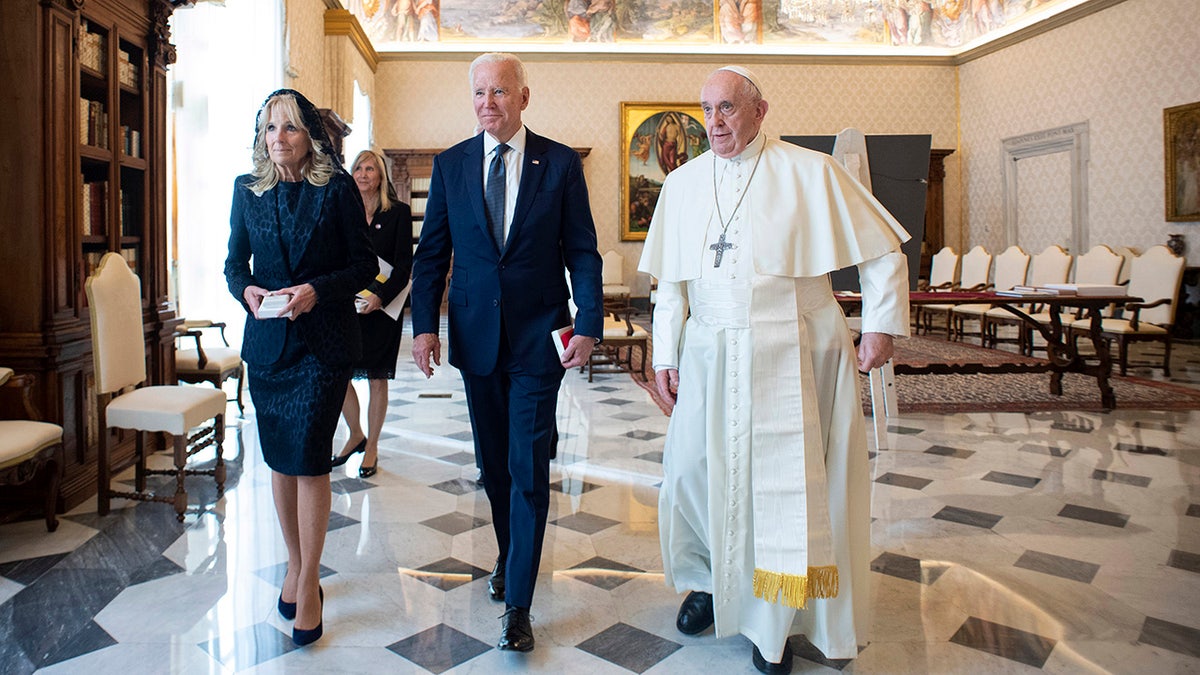 Pope Francis meets Joe Biden and and Jill Biden