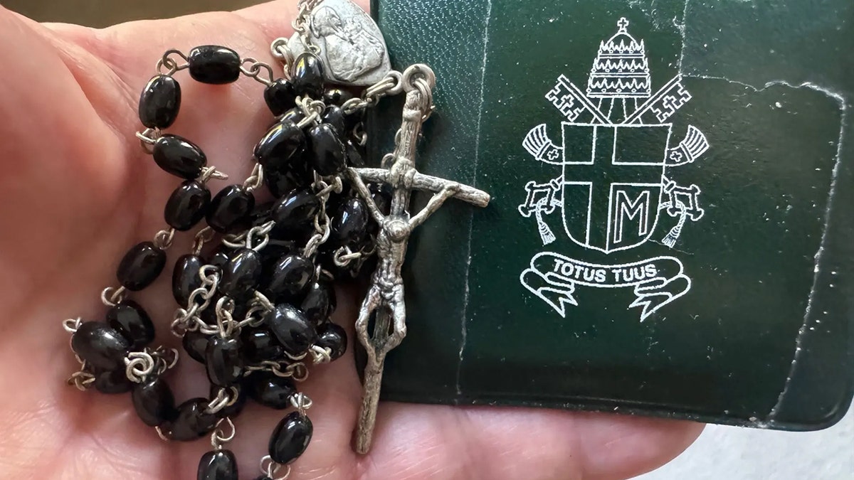 Rosary beads blessed by Pope John Paul II, carried by Greg Palkot on his travels.