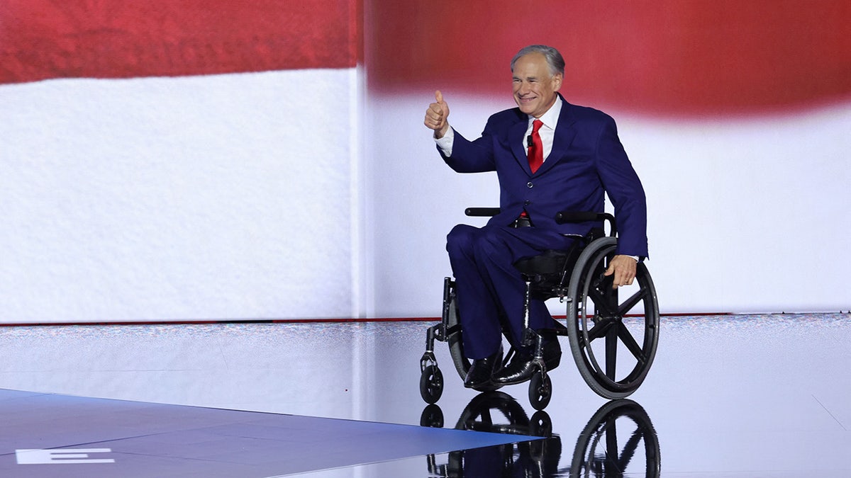 Greg Abbott appears onstage on Day 3 of the Republican National Convention