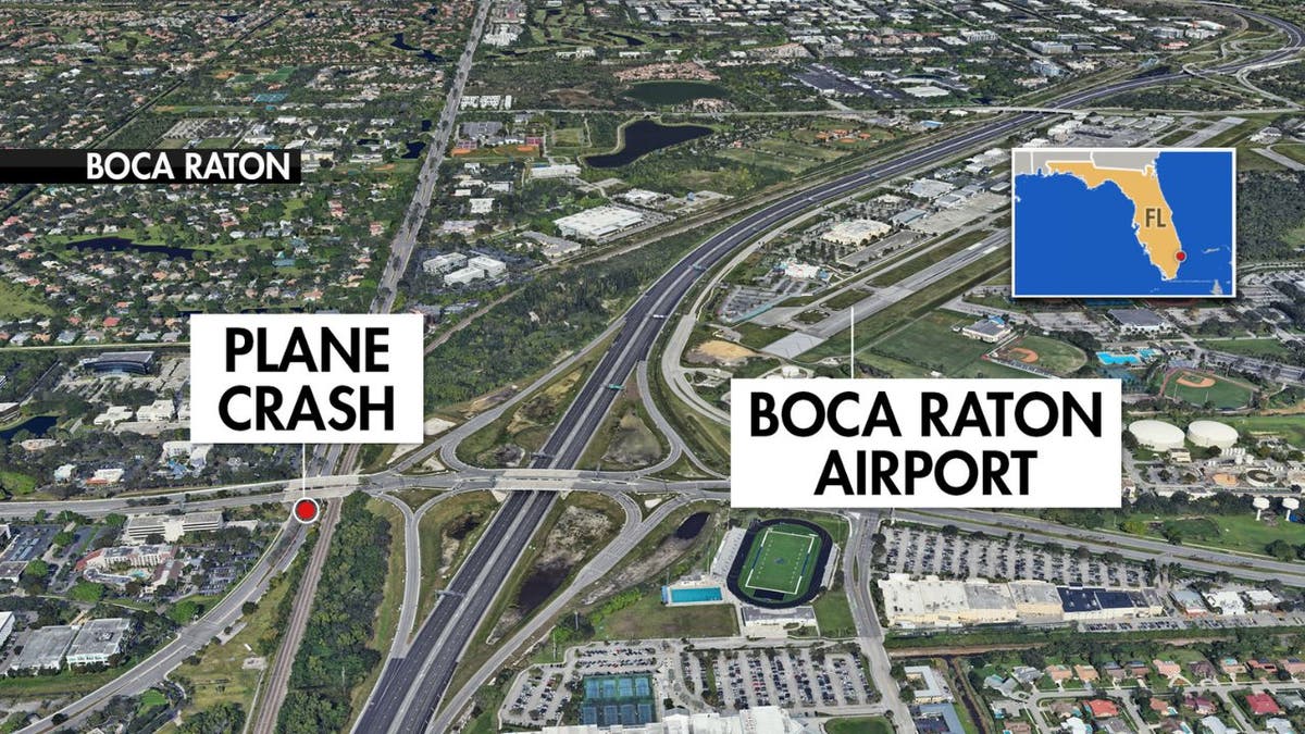 A map showing teh crash site in Boca Raton