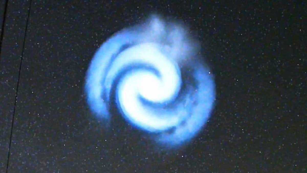  spiraling blue light likely caused by SpaceX Falcon 9 rocket