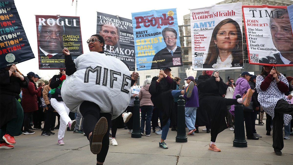 Protests outside of the Supreme Court.
