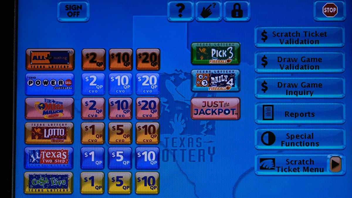 Texas Lottery sales screen
