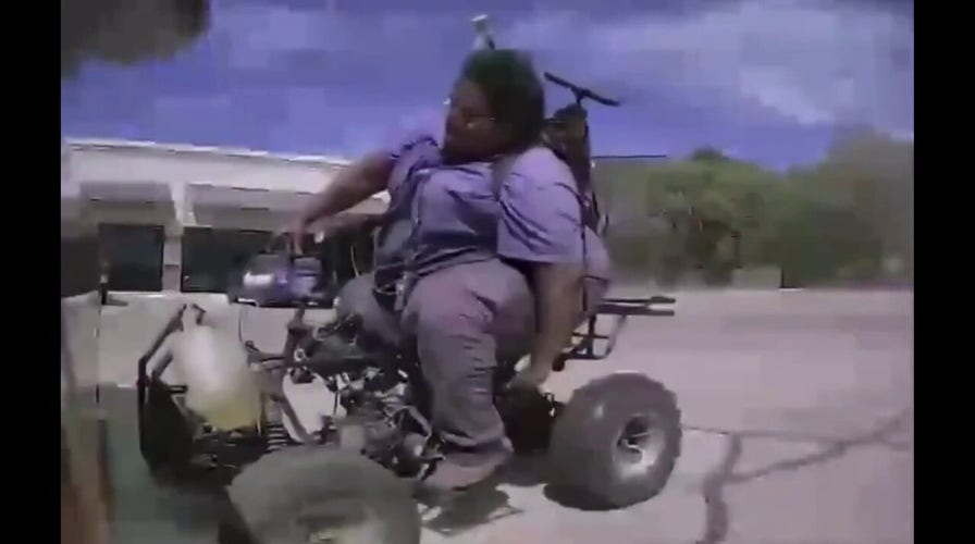 Demarqeyun Cox allegedly seen ramming a mini four-wheeler into a Tesla vehicle