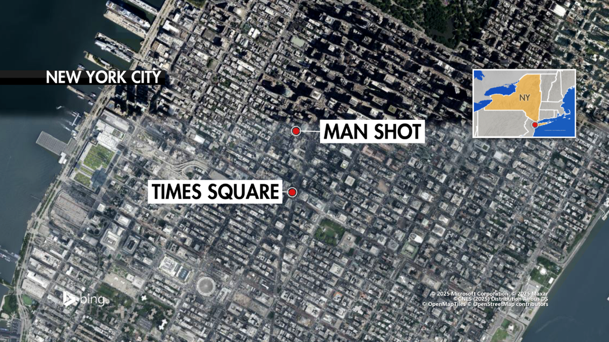Map of shooting incident near Times Square