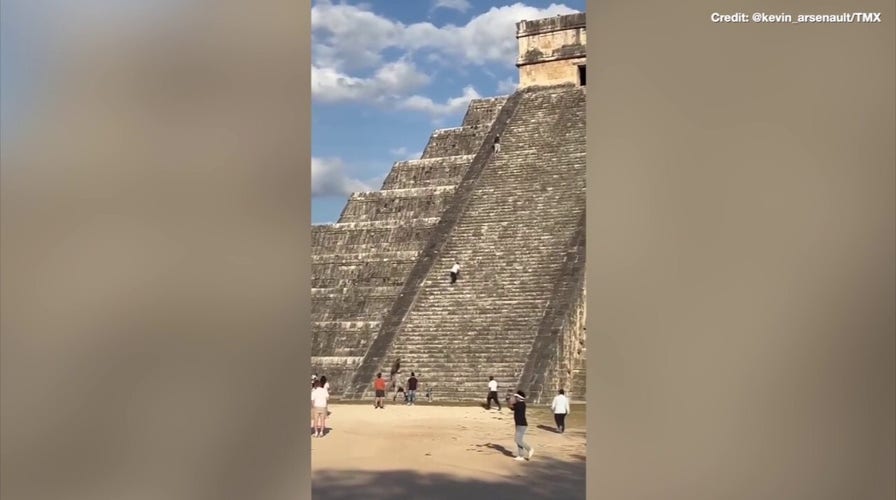 A tourist has been arrested in Mexico for climbing a sacred Mayan temple