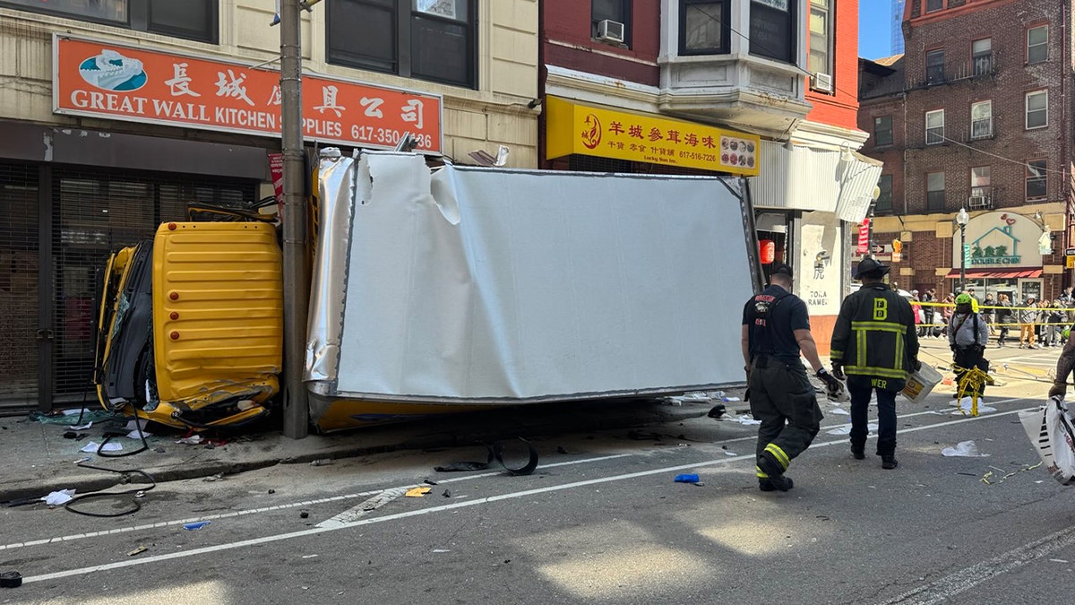Firefighters responded to a truck crash in Boston.