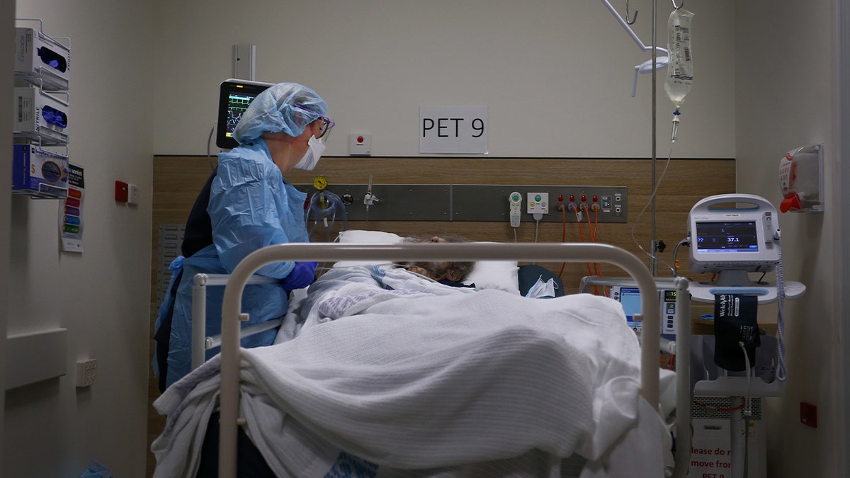 healthcare staff tends to patient in room