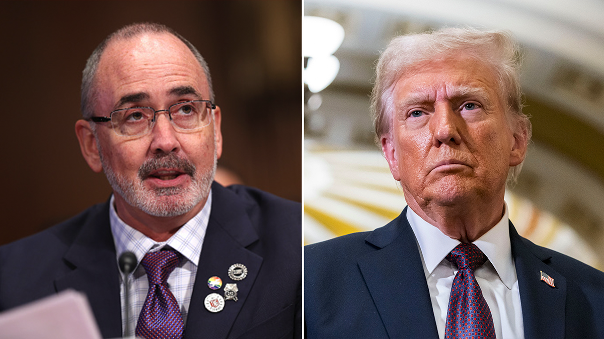 United Auto Workers President Shawn Fain, left, said that his union was "ready to work" with President Donald Trump in an op-ed published on Sunday.