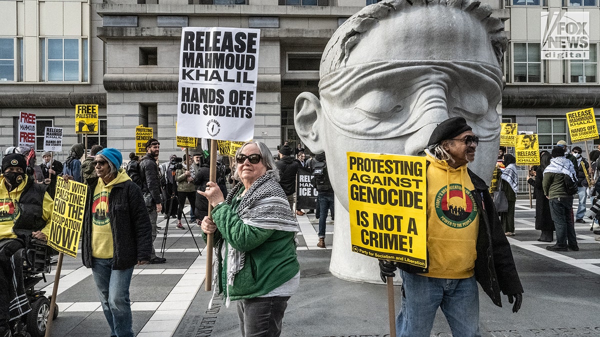 Supporters of pro-Hamas Mahmoud Khalil protest outside Federal court