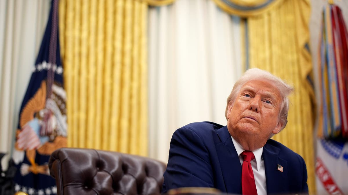 WASHINGTON, DC - MARCH 31: U.S. President Donald Trump speaks before signing an executive order in the Oval Office of the White House on March 31, 2025 in Washington, DC. Trump has signed an executive order against ticket scalping and reforming the live entertainment ticket industry. (Photo by Andrew Harnik/Getty Images)