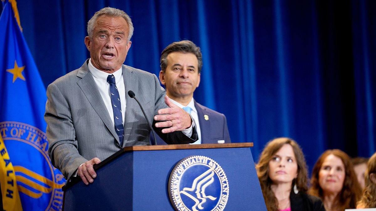 Robert F. Kennedy Jr. speaks at a podium
