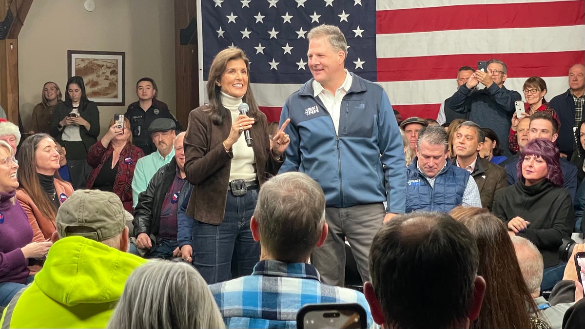 Chris Sununu on stage with Nikki Haley
