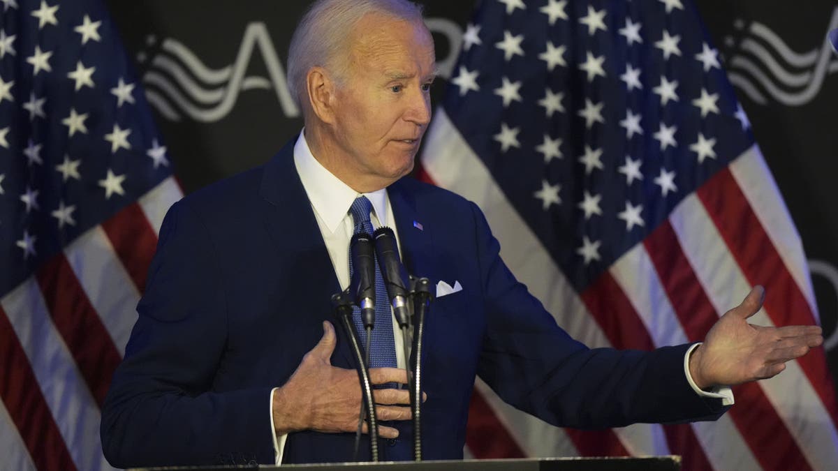 Former President Joe Biden gives a speech at the Advocates, Counselors, and Representatives for the Disabled conference in Chicago on April 15, 2025.