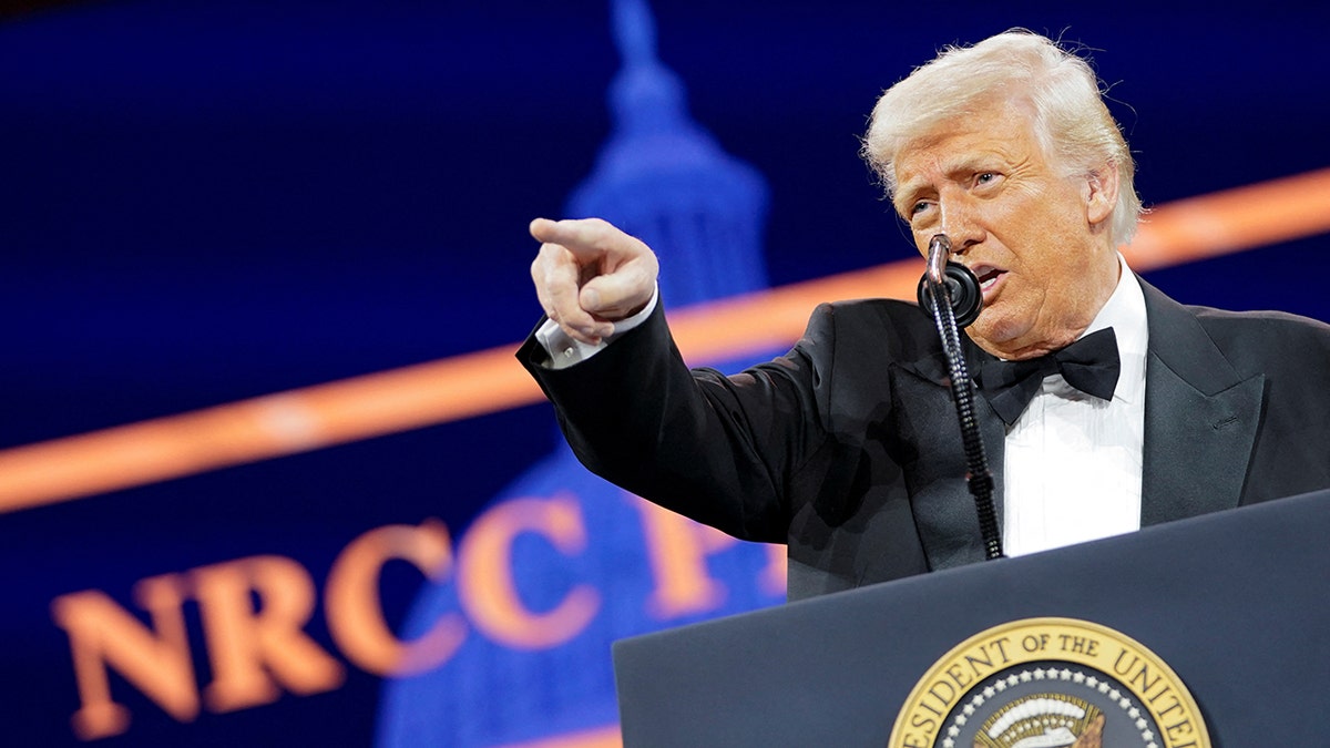 President Donald Trump pointing while speaking