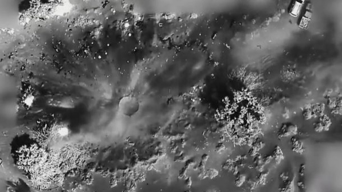 Crater after airstrike